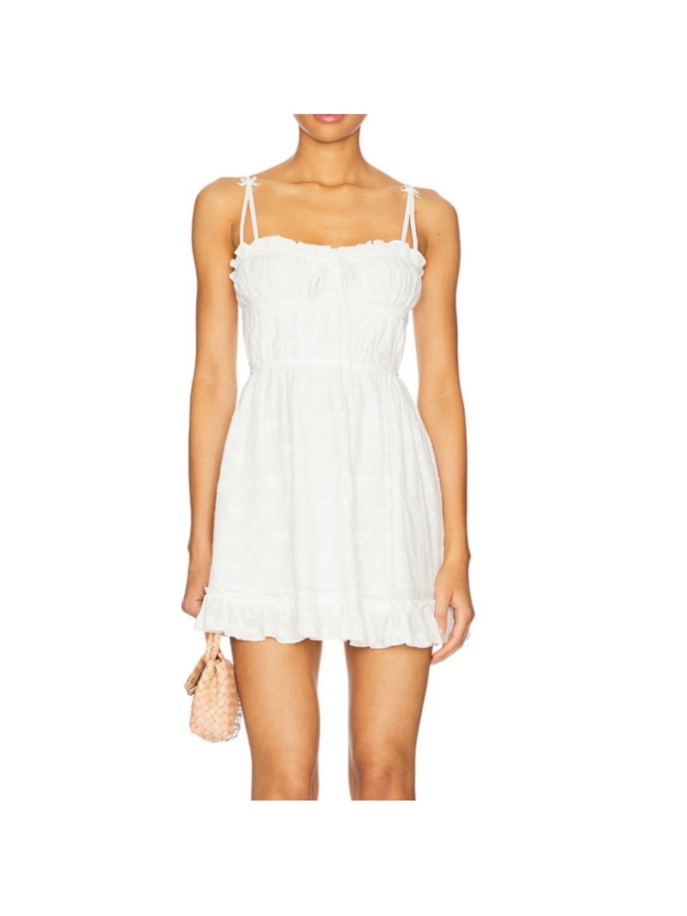 For Love & Lemons White Ruffle Mini Dress